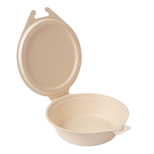 RÉCIPIENTS AVEC CHARNIERE "BIONIC" 600 ML 18x13,5x5 CM NATUREL BAGASSE (300 UNITÉ) - Garcia de Pou