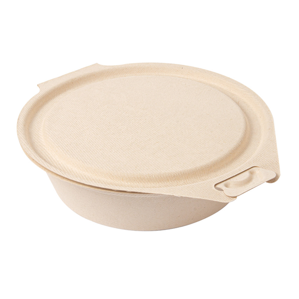 RÉCIPIENTS AVEC CHARNIERE "BIONIC" 600 ML 18x13,5x5 CM NATUREL BAGASSE (300 UNITÉ) - Garcia de Pou