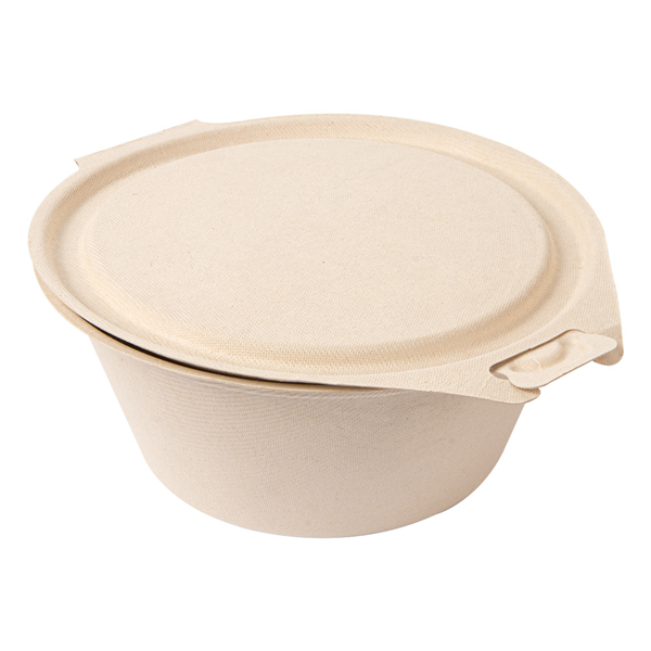 RÉCIPIENTS AVEC CHARNIERE "BIONIC" 1300 ML 20x13,5x8 CM NATUREL BAGASSE (300 UNITÉ) - Garcia de Pou