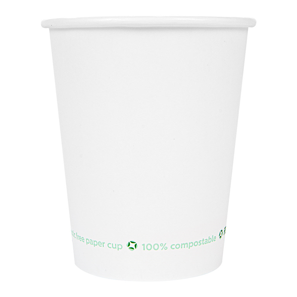 GOBELETS EN PAPIER 1 PAROI "PLASTIC FREE" 180 ML 260 G/M2 Ø7,2/5,3x7,8 CM BLANC CARTON (1000 UNITÉ) - Garcia de Pou