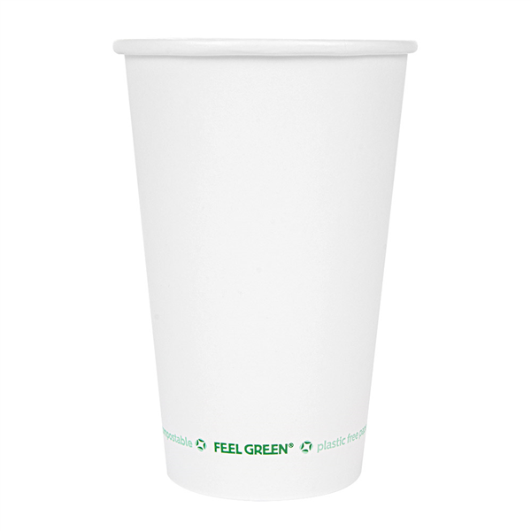 GOBELETS EN PAPIER 1 PAROI "PLASTIC FREE" 480 ML 300 G/M2 Ø9/6x13,2 CM BLANC CARTON (1000 UNITÉ) - Garcia de Pou