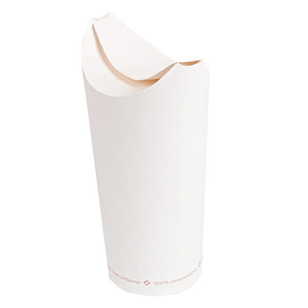 GOBELETS À FRITES AVEC FERMETURE "PLASTIC FREE" 22 OZ - 660 ML 242 G/M2 8,5x18 CM BLANC CARTON (1000 UNITÉ) - Garcia de Pou