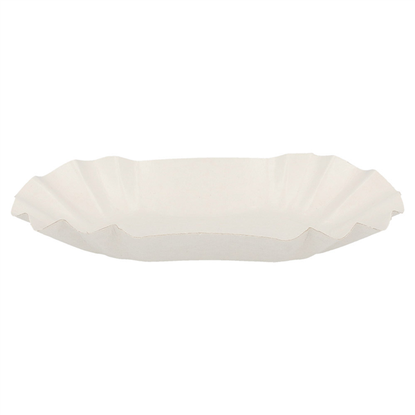 PLATEAUX OVALES  320 G/M2 14x8x3 CM BLANC CARTON (2000 UNITÉ) - Garcia de Pou