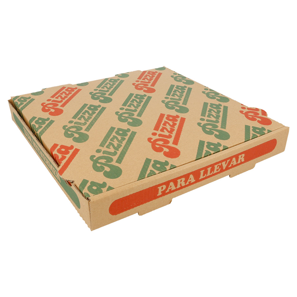 BOÎTES PIZZA MICROCANNELURE ÉCOLOGIQUES 100% VIERGE  310 G/M2 26x26x3,5 CM NATUREL CARTON (100 UNITÉ) - Garcia de Pou