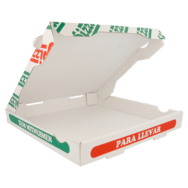 BOÎTES PIZZA MICROCANNELURE 100% VIERGE  340 G/M2 26x26x3,5 CM BLANC CARTON (100 UNITÉ) - Garcia de Pou