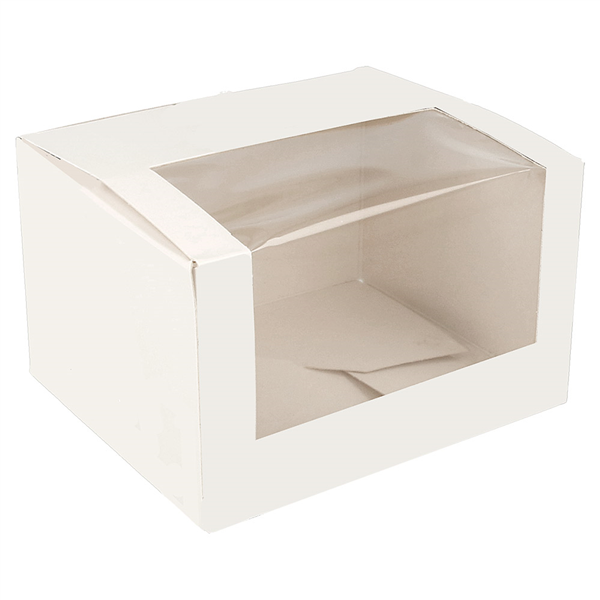 BOÎTES PÂTISSERIES AVEC FENÊTRE "THEPACK" 250 G/M2 + OPP 11x13x8 CM BLANC CARTON ONDULÉ NANO-MICRO (800 UNITÉ) - Garcia de Pou