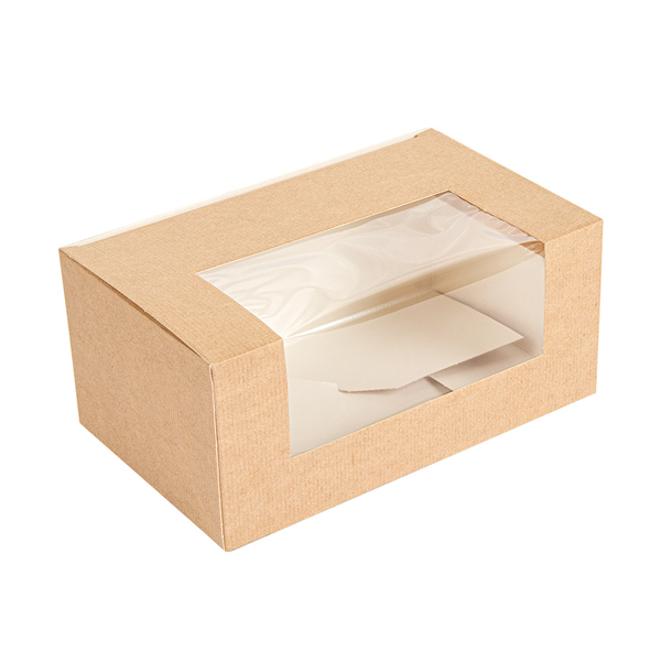 BOÎTES PÂTISSERIES AVEC FENÊTRE "THEPACK" 240 G/M2 + OPP 18x11x8 CM NATUREL CARTON ONDULÉ NANO-MICRO (400 UNITÉ) - Garcia de Pou