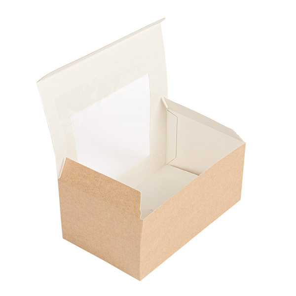 BOÎTES PÂTISSERIES AVEC FENÊTRE "THEPACK" 240 G/M2 + OPP 18x11x8 CM NATUREL CARTON ONDULÉ NANO-MICRO (400 UNITÉ) - Garcia de Pou