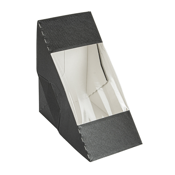 BOÎTES SANDWICH AVEC FENÊTRE - DOBLE "THEPACK" 230 G/M2 + OPP 12,4x12,4x7,5 CM NOIR CARTON ONDULÉ NANO-MICRO (500 UNITÉ) - Garcia de Pou