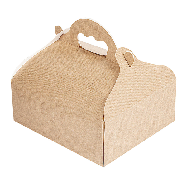 BOÎTES AVEC ANSES PÂTISSERIE "THEPACK" 240 G/M2 20x18x7 CM NATUREL CARTON ONDULÉ NANO-MICRO (150 UNITÉ) - Garcia de Pou