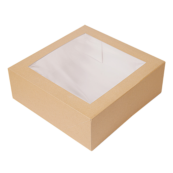 BOÎTES PATISSERIES AVEC FENÊTRE "THEPACK" 240 G/M2 + OPP 26x26x8 CM NATUREL CARTON ONDULÉ NANO-MICRO (100 UNITÉ) - Garcia de Pou