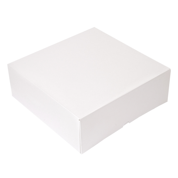 BOÎTES PATISSERIES SANS FENÊTRE "THEPACK" 250 G/M2 30x30x8 CM BLANC CARTON ONDULÉ NANO-MICRO (100 UNITÉ) - Garcia de Pou