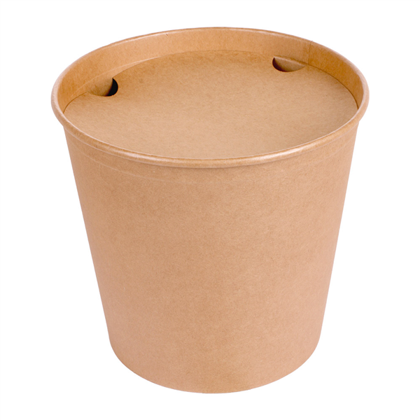 CONTAINERS POULET + COUVERCLES 5100 ML 337 + 18PE G/M2 Ø 22/16,3x20,9 CM NATUREL KRAFT (120 UNITÉ) - Garcia de Pou