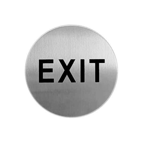 PLAQUE AUTOADHESIVE "EXIT"  Ø 7,5 CM ARGENTE INOX (1 UNITÉ) - Garcia de Pou