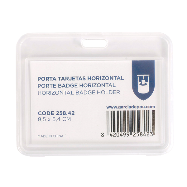 PORTE BADGE HORIZONTAL  8,5x5,4 CM TRANSPARENT PP (1 UNITÉ) - Garcia de Pou