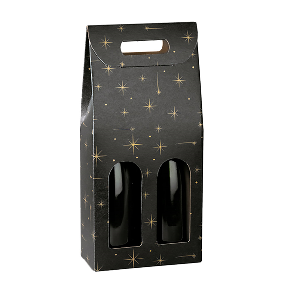 CARTONS 2 BOUTEILLES "CONSTELLATION"  18x9x38,5 CM NOIR CARTON (30 UNITÉ) - Garcia de Pou