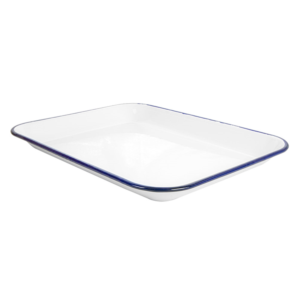 PLATEAUX RECTANGULAIRES "ENAMELWARE"  34,5x25,5x2,8 CM BLANC FER ÉMAILLÉ (6 UNITÉ) - Garcia de Pou