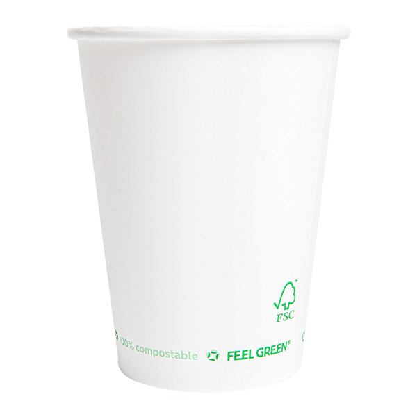 GOBELETS EN PAPIER 1 PAROI "PLASTIC FREE" 300 ML 300 G/M2 Ø9/6x9,5 CM BLANC CARTON (1000 UNITÉ) - Garcia de Pou