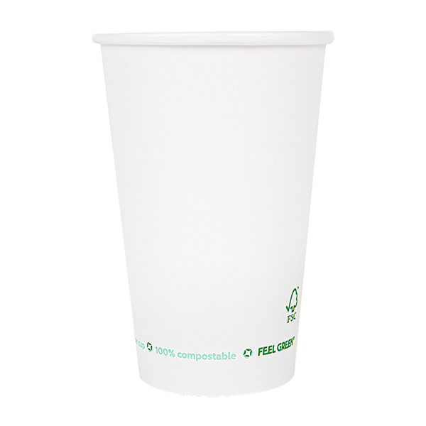 GOBELETS EN PAPIER 1 PAROI "PLASTIC FREE" 660 ML 300 G/M2 Ø9/6x17 CM BLANC CARTON (1000 UNITÉ) - Garcia de Pou