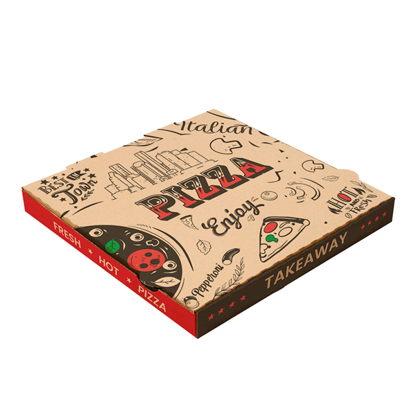 BOÎTES PIZZA "ENJOY PIZZA" "THEPACK" 330 G/M2 40x40x3,8 CM NATUREL CARTON ONDULÉ MICROCANAL (100 UNITÉ) - Garcia de Pou