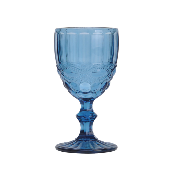 VERRES À PIED À VIN "VINTAGE" 260 ML Ø8x15.5 CM BLEU VERRE (6 UNITÉ)