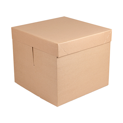 BOÎTES PATISSERIES HAUTES SANS FENÊTRE "THEPACK" 320 G/M2 35,6x35,6x30,5 CM NATUREL CARTON ONDULÉ MICROCANAL (30 UNITÉ)