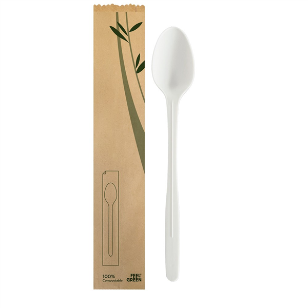 LONGUES CUILLÈRES EN SACHET  21 CM BLANC CPLA (500 UNITÉ)