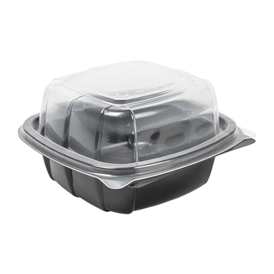 RÉCIPIENTS AVEC COUVERCLE CHARNIÈRE MICRO-ONDABLES 468 ML 15,1x15,7x8,3 CM NOIR PP (180 UNITÉ)
