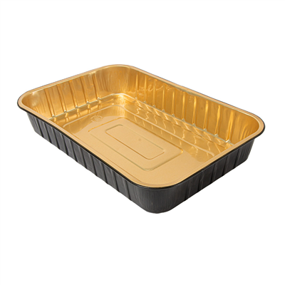 RÉCIPIENTS LAQUÉS 2040 ML 29,3x19,3x4,5 CM NOIR/OR ALUMINIUM (50 UNITÉ)