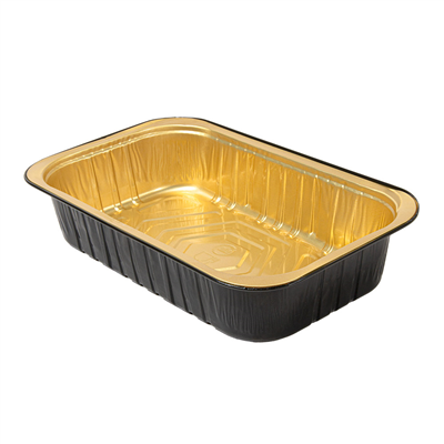 RÉCIPIENTS LAQUÉS 1122 ML 23,2x14,4x4,7 CM NOIR/OR ALUMINIUM (50 UNITÉ)