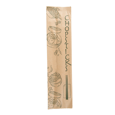 BAGUETTES CHINOISES EN SACHET KRAFT  20 CM NATUREL BAMBOU (100 UNITÉ)