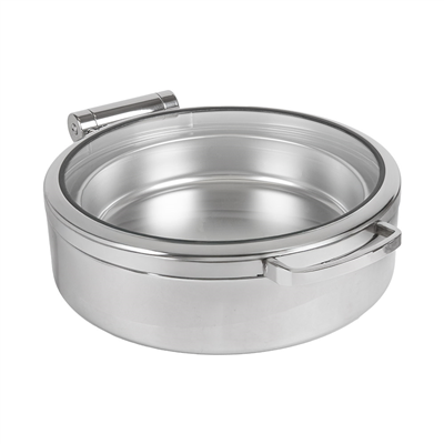 CHAFING DISH ROND AVEC FENÊTRE 6 L Ø 53,5x44x16,5 CM ARGENTE INOX + CRISTAL (1 UNITÉ)