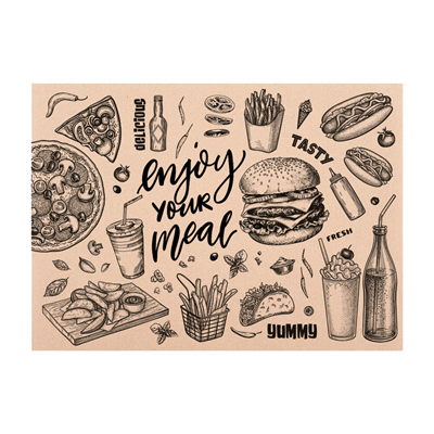 SETS DE TABLE "FAST FOOD" 115 G/M2 30x42 CM NATUREL KRAFT (1000 UNITÉ)
