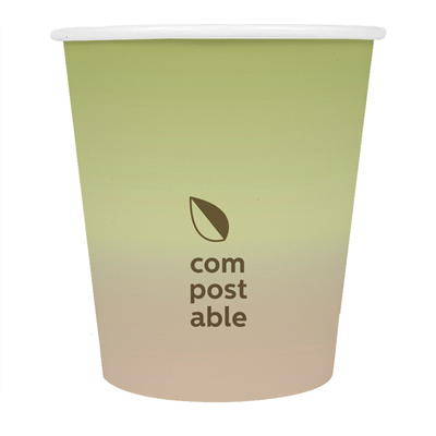 GOBELETS BOISSONS FROIDES ET CHAUDES 1 PAROI "COMPOSTABLE GRADIENT" 180 ML 260 G/M2 Ø7,2/5,3x7,8 CM BLANC CARTON (1000 UNITÉ)