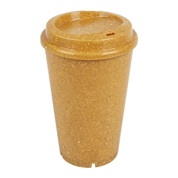 VERRES + COUVERCLES RÉUTILISABLES "RE-USE IT" 480 ML Ø9,2/6,5 x13,7 CM NATUREL BIOCOMPOSITE (4 UNITÉ)