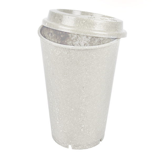 VERRES + COUVERCLES RÉUTILISABLES "RE-USE IT" 480 ML Ø9,2/6,5 x13,7 CM BLANC BIOCOMPOSITE (4 UNITÉ)