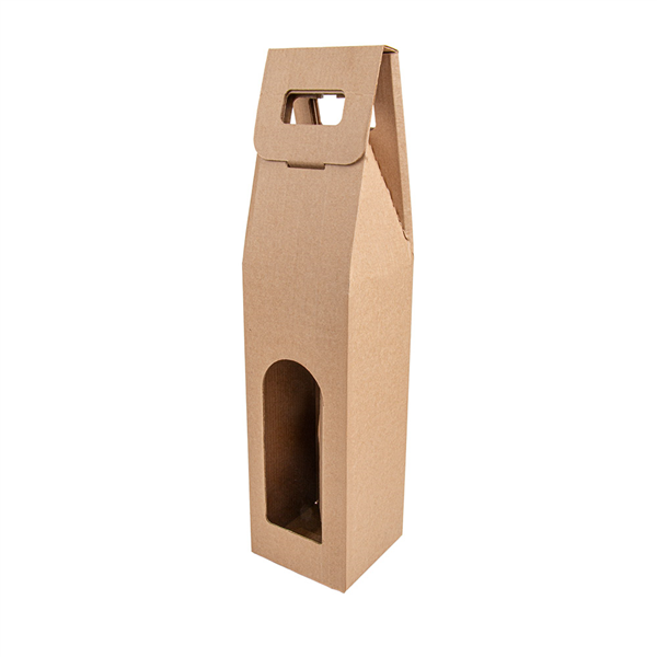 BOÎTES AVEC FENÊTRE 1 BOUTEILLE THEPACK  9x9x38,5 CM NATUREL CARTON MICROCANAL (100 UNITÉ)