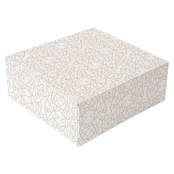 BOÎTES PATISSERIES SANS FENÊTRE THEPACK "DECO"  21x21x7,5 CM BLANC CARTON NANO-MICRO (200 UNITÉ)