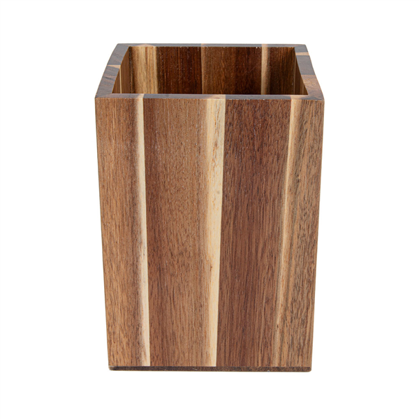 RÉCIPIENT CARRÉ POUR COUVERTS WOOD  11,5x11,5x16 CM NATUREL BOIS (1 UNITÉ)