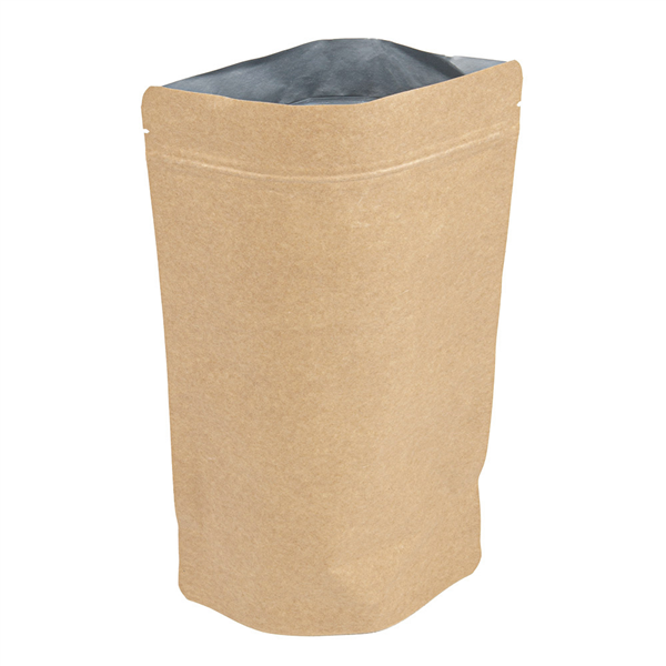SACS AVEC FERMETURE ZIP  500 GR 45+12 MET PET+8 ALU+50 PE G/M2 16+4x27 CM NATUREL KRAFT (50 UNITÉ)
