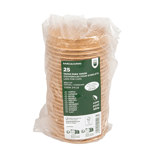 COUVERCLES POUR GOBELETS 275.20/21  210 G/M2 Ø9,6 CM NATUREL CARTON (1000 UNITÉ)