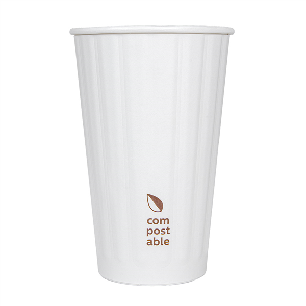 GOBELETS BOISSONS CHAUDES DOUBLE PAROI  480 ML 328 + 210 G/M2 Ø9/6x13,5 CM BLANC CARTON (500 UNITÉ)