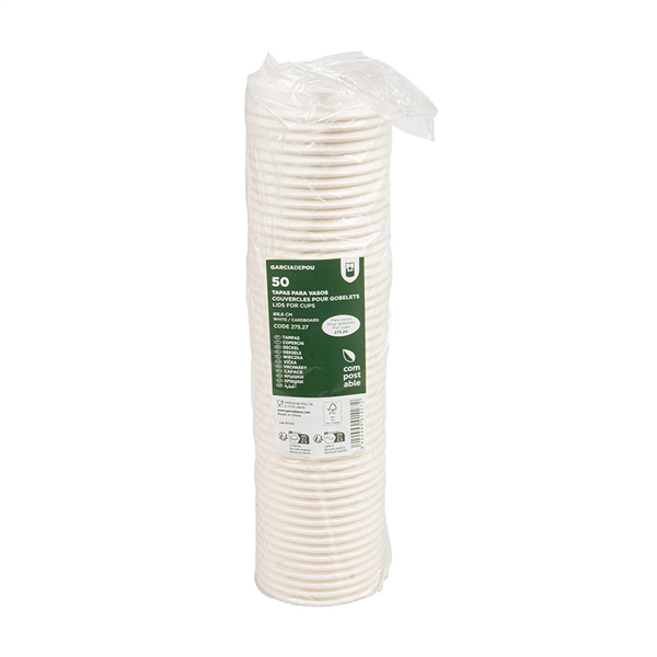 COUVERCLES POUR GOBELETS 275.24  210 G/M2 Ø8,6 CM BLANC CARTON (1000 UNITÉ)