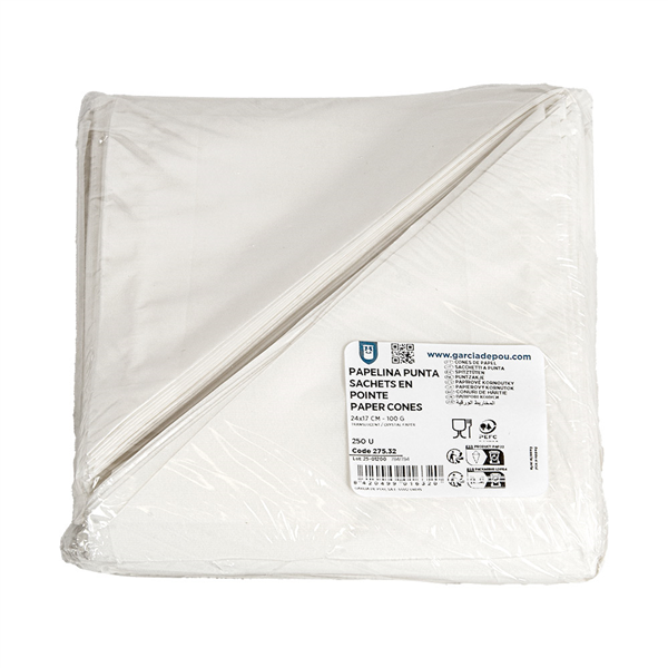SACHETS EN POINTE PFAS FREE "JUST PAPER" 100 G 60 G/M2 24x17 CM TRANSLUCIDE PAPIER CRISTAL (2000 UNITÉ)