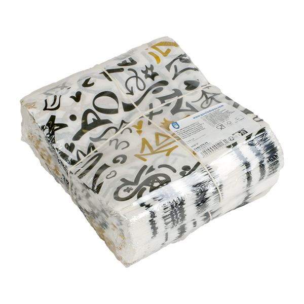 PAPIER INGRAISSABLES OUVERT 2 CÔTÉS PFAS FREE "GRAFFITI" 35 G/M2 17x18 CM BLANC PARCH.INGRAISSABLE (500 UNITÉ)