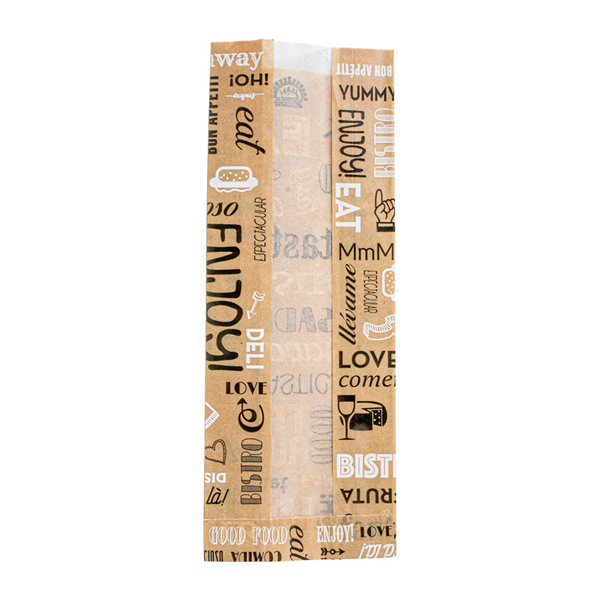 SACHETS AVEC FENÊTRE PFAS FREE "PAROLE - JUST PAPER" 38 G/M2 9+5x23 CM NATUREL PARCH.INGRAISSABLE+PAPIER CRISTAL (250 UNITÉ)