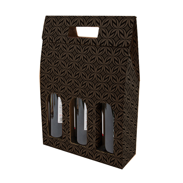 BOÎTES AVEC FENÊTRE 3 BOUTEILLES THEPACK "BLOOM"  27x9x38,5 CM NATUREL CARTON MICROCANAL (30 UNITÉ)