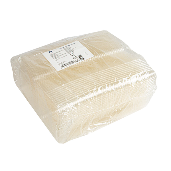 CONTENANTS AVEC CHARNIÈRE  250 ML 12,6x11,7x4,3 CM TRANSPARENT PLA (700 UNITÉ)