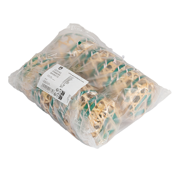 PANIERS BAMBOO  Ø 8x3 CM NATUREL/VERT BAMBOU (20 UNITÉ)
