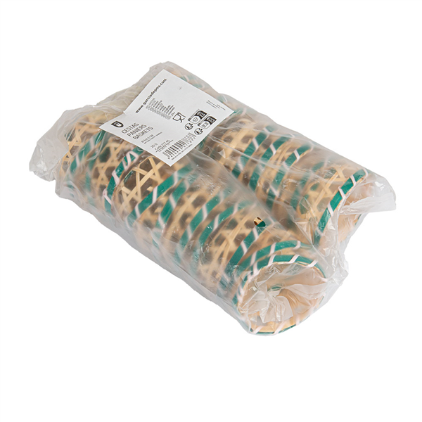 PANIERS BAMBOO  Ø 6x2,5 CM NATUREL/VERT BAMBOU (20 UNITÉ)